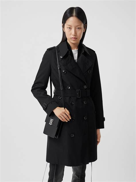 burberry kensington mid length trench coat black|burberry kensington cashmere trench coat.